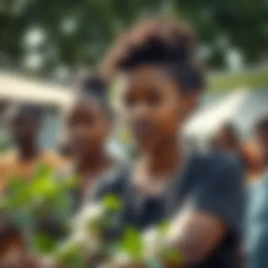 Grassroots Engagement in Sustainability Community members participating in a local sustainability initiative, emphasizing grassroots engagement.