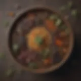 A close-up of dried herbs arranged in a decorative bowl, showcasing their natural textures and colors.