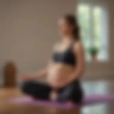 Expectant mother engaging in prenatal yoga practice, demonstrating flexibility and focus