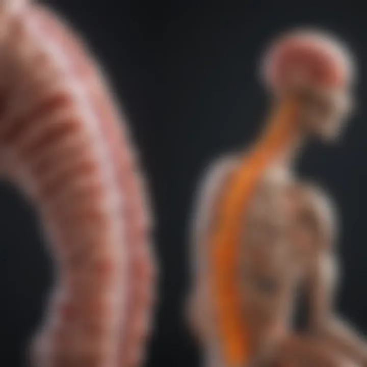 Diagram showing different types of spinal cord injuries
