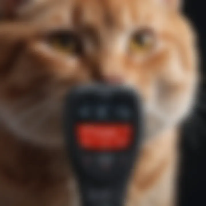 Close-up of a cat's blood glucose meter