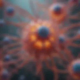 Illustration depicting the interaction between host cells and pathogens.