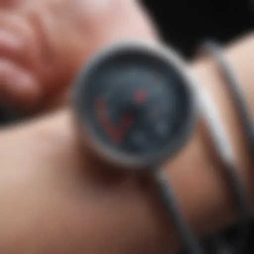 Illustration of diastolic blood pressure measurement
