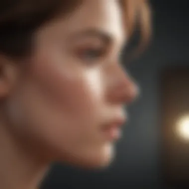Inner Reflections: The Mental Health Landscape A thoughtful depiction of a young mother contemplating her feelings, symbolizing the internal struggles associated with new mother depression.
