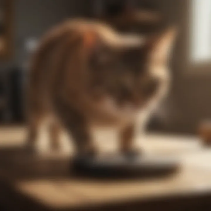 A trainer utilizing clicker training with a cat.
