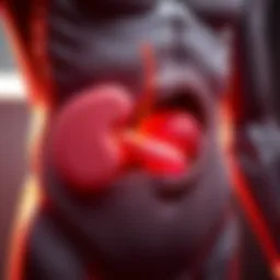 Illustration of left abdominal anatomy highlighting tenderness areas