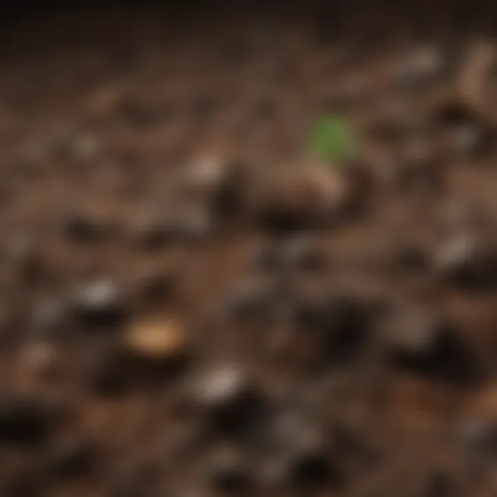 Close-up view of rich, organic soil with various textures and colors