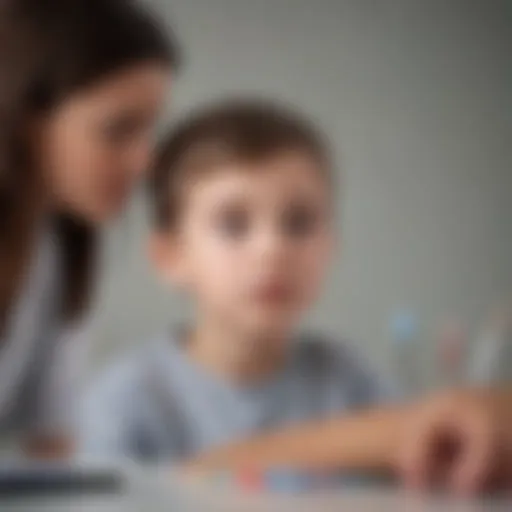A child undergoing a neuropsychological evaluation with assessment tools.