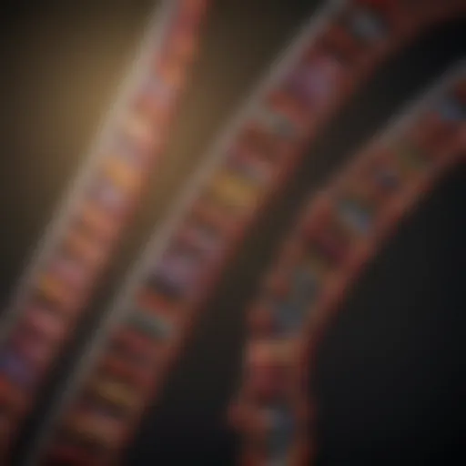 A detailed illustration of a DNA strand showcasing genetic markers